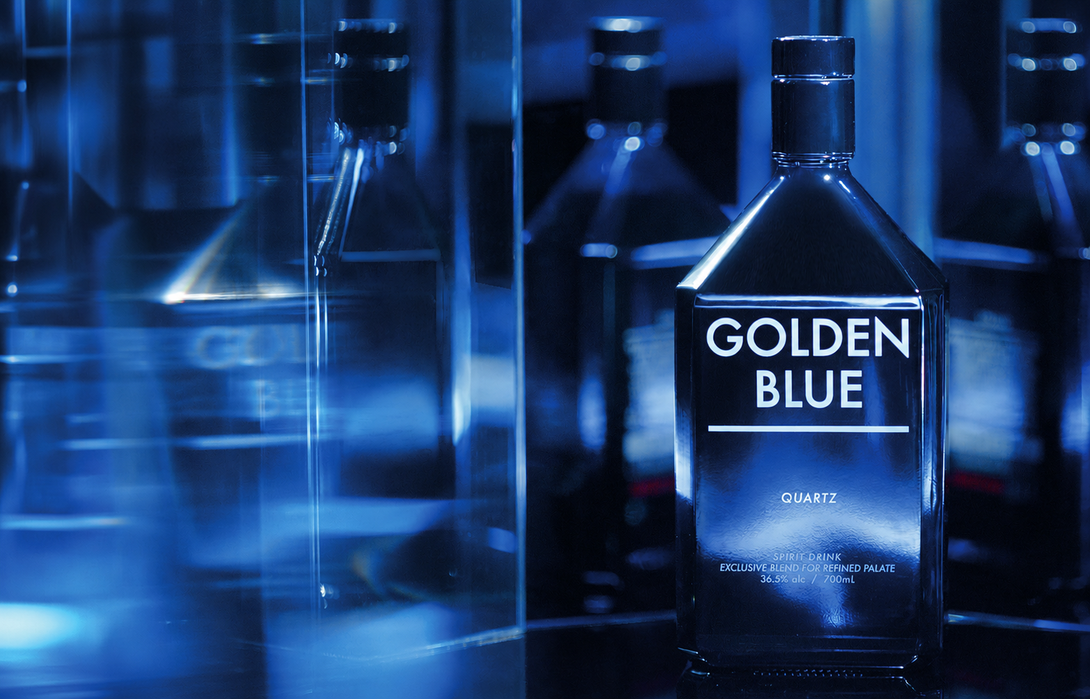 Golden Blue Quartz bottle